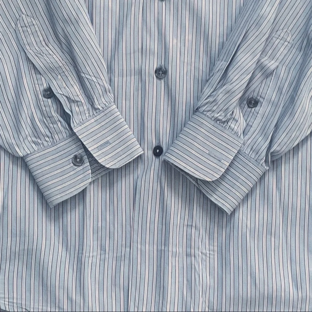 Vintage Burberrys of London Sky Blue Striped Button Down‎ Shirt Size Large